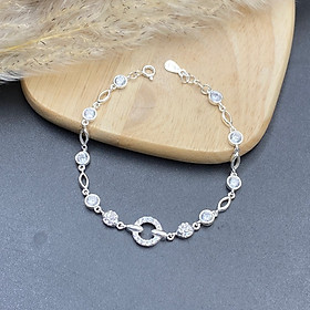 Vòng Tay Lắc Tay Nữ Bạc Ta Đính Đá Nhân Tạo BẠC HIỂU MINH LTU613