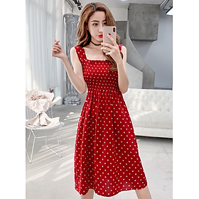 Đầm Hai Dây Chấm Bi Nhún Ngực Dễ Thương DN060 MayHomes