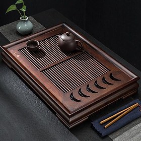 Mua Khay trà trúc kiểu Nhật siêu bền 50x34cm có sẵn gác chén và khay chứa nước thừa
