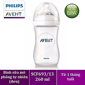 Bình sữa mô phỏng tự nhiên hiệu Philips Avent (260 ml - đơn) cho trẻ từ 1 tháng tuổi 693.13