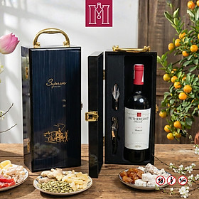 Hộp quà rượu vang đỏ Mỹ Rutherford Ranch Napa Valley 14.5% 750ml nhập khẩu chính hãng, kèm hộp gỗ sơn mài xanh đen cao cấp có phụ kiện