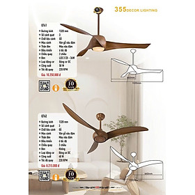 Mua Quạt trần đèn 355 Decor cánh gỗ màu nâu đậm QT61 - Hàng nhập khẩu