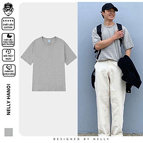 Áo thun tay lỡ phông Unisex nam nữ oversize form rộng xám nhạt