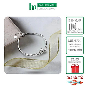 Vòng tay, lắc tay nữ  charm bi cát dạng kiềng bạc chuẩn 925 BẠC HIỂU MINH LTU537