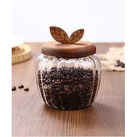Mua Lọ thủy tinh tròn nắp gỗ ron kín dung tích 700ml decor bếp