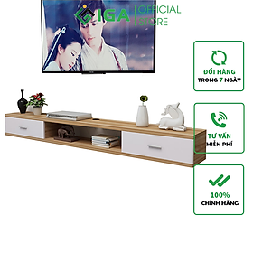 Kệ Tivi Treo Tường Tiết Kiệm Diện Tích 2 Ngăn Kéo Vân Gỗ Sồi Phong Cách The Nordic