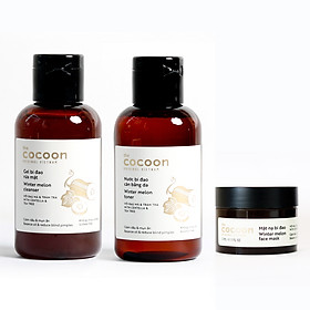Bộ 3 Chăm sóc da cocoon: Gel rửa mặt bí đao 140ml + Toner bí đao 140ml + Mặt nạ bí đao 30ml