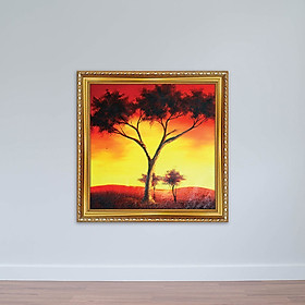 Tranh in canvas sơn dầu | Tranh cây lá màu nóng W1886