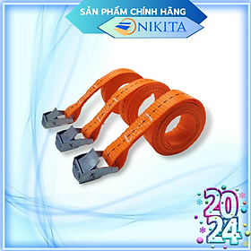 Dây chằng hàng, buộc hàng tăng đơ không móc, màu cam bản 2.5cm chiều dài 2-5-8-10-15m - NIKITA