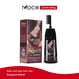 Dầu gội phủ bạc Mochi Nhật Bản (Lược chải & vòi nhấn). Dầu gội nhuộm tóc thảo dược ngay tại nhà