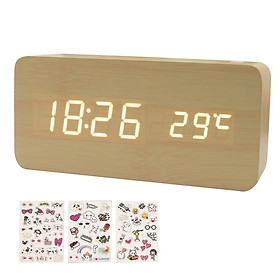 Digital Alarm Clock 8 Levels Adjustable Brightness Digital Clock with LED Time Date Temperature Display Sound Control