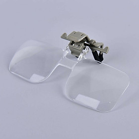 Mua Kính lúp 2X dạng kẹp mắt kính hỗ trợ sửa chữa ( Tặng 01 đèn led mini trợ sáng ngẫu nhiên )