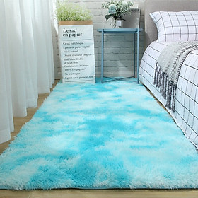 Thảm lông trải sàn siêu mềm trang trí phòng khách phòng ngủ - Xanh