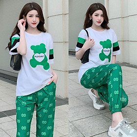 SET BỘ THỜI TRANG FOM RỘNG PHỐI HỌA TIẾT GẤU THÊU