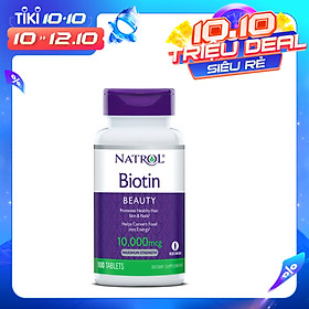 Thực phẩm chức năng bảo vệ sức khỏe Natrol Biotin Beauty 10000 mcg