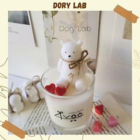 Mua Nến Thơm Ly Gấu Trắng Cột Nơ Nhiều Mùi Hương - Dory Lab