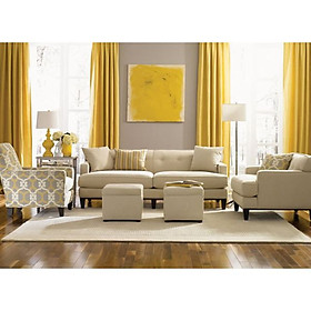 Rèm cửa vải LUCYA18-7 có thanh treo hợp kim nhôm màu gỗ đầu đài hoa - cao cố định 2m3