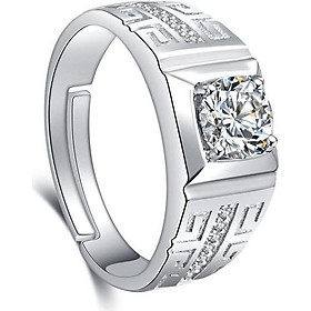 Nhẫn bạc nam Đính Đá pha lê trằng - Trang sức bạc Panmila (ND.PAJ041.NAM)