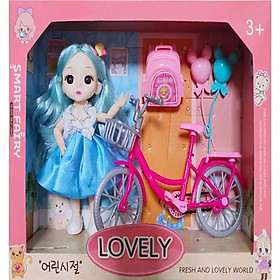 (XẢ KHO) Trò chơi búp bê cầm tay mặc váy có các khớp dễ dàng tạo dàng cho bé bê kèm chiếc xe đạp