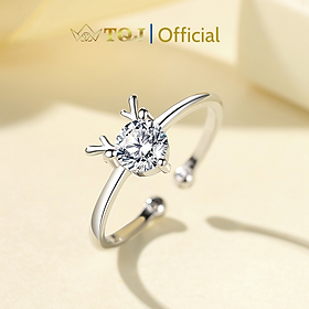 Nhẫn Bạc Đôi TQJ-NZW24, Nhẫn Bạc 925, Nhẫn Bạc Thời Trang, Nhẫn Bạc Sừng Nai Đính Đá Cao Cấp