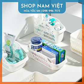 Rổ Đựng Đồ Chia Ngăn Nhà Bếp Nhà Tắm Có Bánh Xe Tiện Lợi NAVIVU - Rổ trung bình D36.6cm x R17cm x C10cm