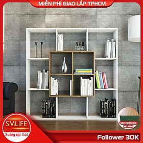 Kệ sách gỗ hiện đại SMLIFE Bardot | Gỗ MDF dày 17mm chống ẩm | D137xR23xC137cm