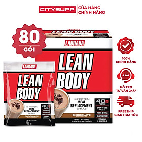 Labrada Lean Body (Thùng 80 Gói), Vị Chocolate, Sữa Thay Thế Bữa Ăn Tiện Lợi Cao Cấp, Bổ Sung 40g Protein, Chất Xơ & Vitamin Khoáng Chất