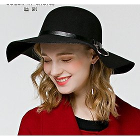 Mũ chống nắng rộng vành nữ nón đi biển màu đen fedora dona22030810
