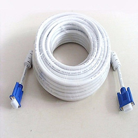 Cable tín hiệu VGA trắng 15 M (2 cục chống nhiễu)