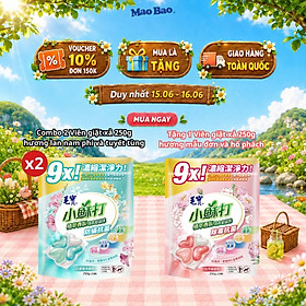 Combo 2 Túi Viên giặt xả Mao Bao - Chống mạt và kháng khuẩn 10g*25 viên (Hương lan nam phi và tuyết tùng)