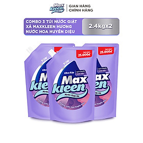 Combo 3 Túi Nước Giặt Xả Maxkleen Hương Nước Hoa Huyền Diệu 2.4kg túi