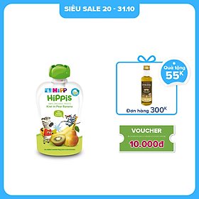 Dinh dưỡng 100% Trái cây nghiền Organic HiPPiS Kiwi, Lê, Chuối