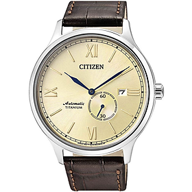 Đồng hồ nam citizen dây da nj0090-13p - mặt vàng
