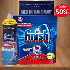 Combo Viên rửa bát chén Finish 85 viên+Nước làm bóng finish 750ml dùng cho máy rửa bát