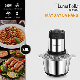 Máy xay thịt, máy xay sinh tố, xay đa năng Lumabella B-5002, công suất lớn 500W,cối 2L loại Inox304 - HÀNG CHÍNH HÃNG