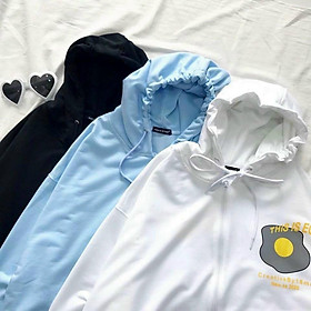Áo khoác hoodie chống nắng 123SHOP dành cho nam nữ In Hình Egg form rộng unisex loại dây kéo ulzzang