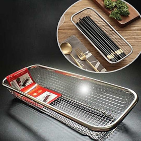 Mua Rổ Inox Chữ Nhật Đựng Muỗng Đũa Không Rỉ Sang Trọng