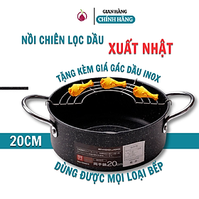 Mua Nồi chiên rán ngập dầu chống dính kèm khay ráo dầu có tay cầm 20cm Nhật Bản  sử dụng được trên mọi loại bếp từ  gas  hồng ngoại  Hàng chính hãng EmooJooKittchen