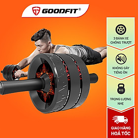 Con lăn tập bụng, con lăn tập cơ bụng 3 bánh GoodFit chống trượt, chịu tải 200kg tập luyện tại nhà Goodfit GF603AB