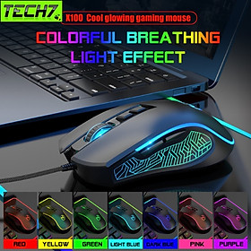 Chuột LED RGB 3600 DPI Gaming Mouse HXSJ X100 - hàng nhập khẩu - Black