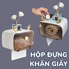 Mua Hộp đựng khăn giấy  hộp khăn giấy  nhựa PP hoạ tiết sừng nai dễ thương  màu trắng sang trọng