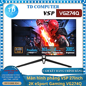 Mua Màn hình VSP VG274Q 27inch Gaming (27  VA 2K  144Hz HDMI / 165Hz DisplayPort) - Hàng chính hãng TECH VISION phân phối