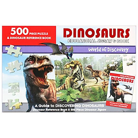 World Of Discovery - 500 Piece Puzzle & Dinosaur Reference Book: Dinosaurs Educational Jigsaw & Book