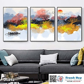 Mua Bộ 3 tranh canvas treo tường Decor Phong cảnh sông núi - DC242