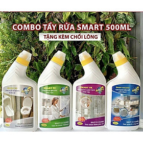 Combo Nước Tẩy Rửa SMART - Tẩy sạch cặn canxi vách kính, dầu mỡ lâu ngày, sen vòi inox, đồ dùng bằng sứ