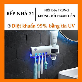 Giá Treo Bàn Chải Đánh Răng Khử Khuẩn | Kệ Để Bàn Chải Đánh Răng & Bộ Nhả Kem Đánh Răng Tự Động Gắn Tường-GD415