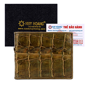 HJ2251 - Bóp nam Huy Hoàng da cá sấu gai đuôi màu rêu