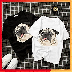 Áo thun unisex pug đáng yêu màu trắng 2019T815