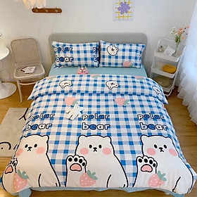 Set Cotton Living Hàng Nhập Khẩu Cao Cấp 4 Món Gấu Xanh