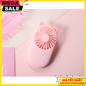 Mua Quạt Cầm Tay Mini  Sạc Usb Dễ Thương 7 Cánh Pocket Fan Có Chân Đế - Hồng - Hàng  - Giao Hàng Toàn Quốc